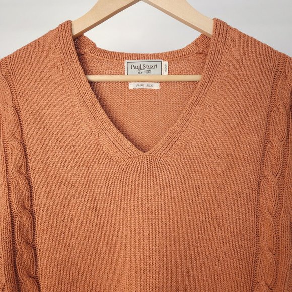 Vintage pure silk Paul Stuart v neck knit sweater/ relaxed oversized pullover - Picture 12 of 13